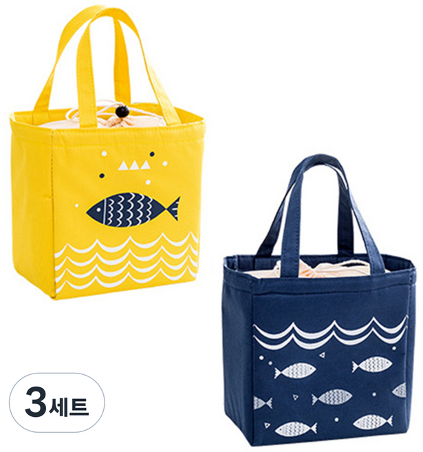 Maket Gamseong 魚形防水野餐保冷袋 2入, 3套