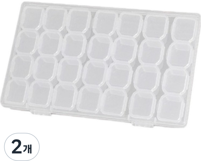 굿무드 악세사리 네일 파츠 비즈 28칸 다용도 보관함, 투명, 2개