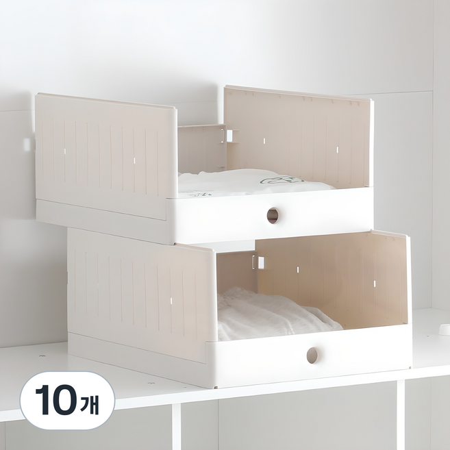 올리빙 국내 제조 멀티 모듈 슬라이딩 리빙박스, 화이트, 10개
