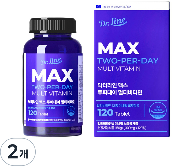 닥터라인 맥스 투퍼데이 멀티 비타민, 120정, 2개