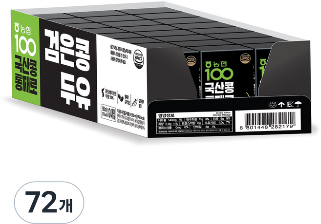 농협100 농협식품 통째로 검은콩두유, 190ml, 72개