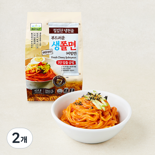 칠갑농산 부드러운 생쫄면 비빔면, 424g, 2개