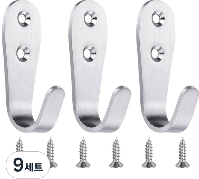 OON 스테인리스 다용도 후크 세트 대형 3mm, 9세트