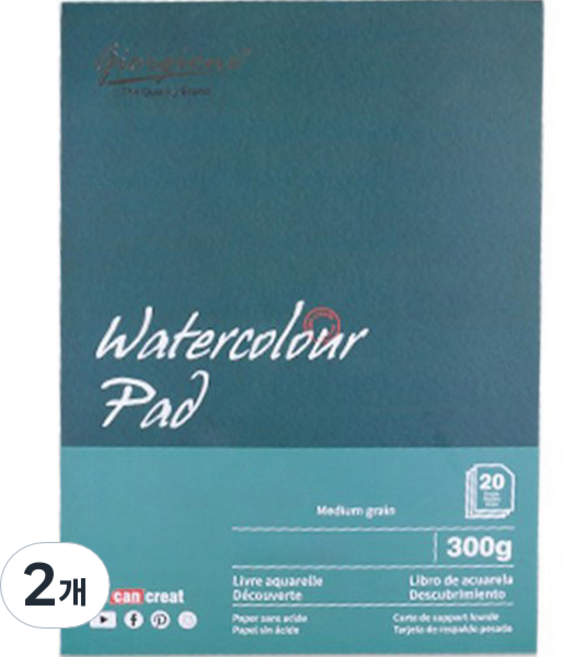 조르조네 스케치북 수채화 유화 아크릴 마커 캔버스 접착식패드 수채화 전용 고급, 2개