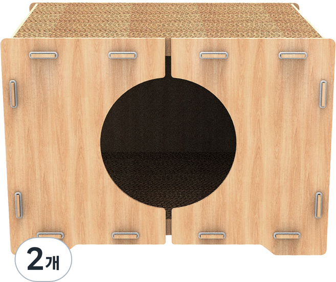 루어캣 고양이 숨숨집 큐브 SC-556, 내추럴우드, 2개