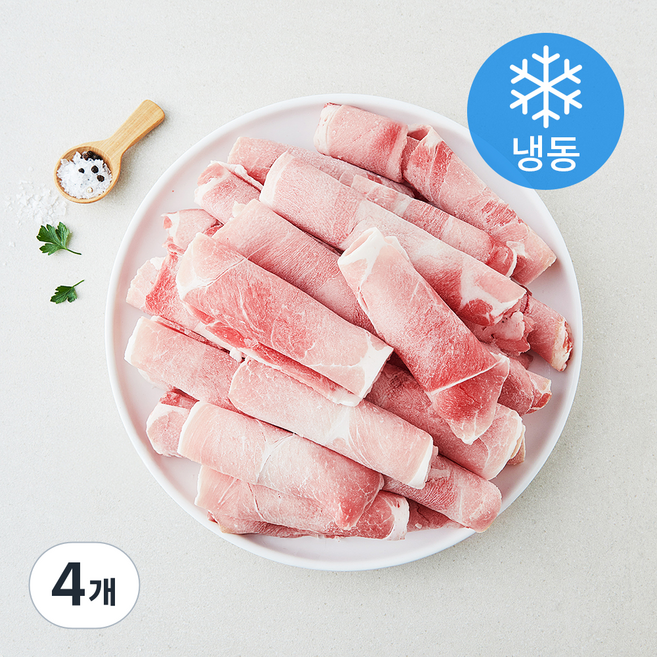 미트엔조이 수입산 돼지 앞다리 돌돌말이 2mm 구이용 / 볶음용 (냉동), 4개, 1kg