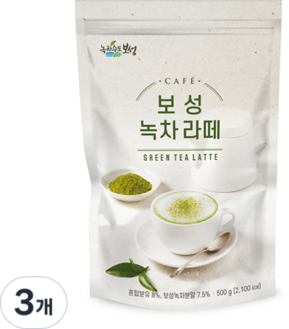 녹차수도보성 카페 녹차 라떼 분말, 3개, 500g