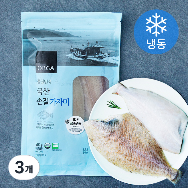 올가홀푸드 품질인증 국내산 손질 가자미 (냉동), 300g, 3개