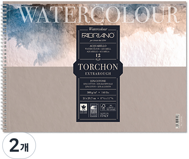 파브리아노 워터칼라 토천 스케치북 TS01 스프링제본, 12매, 2개