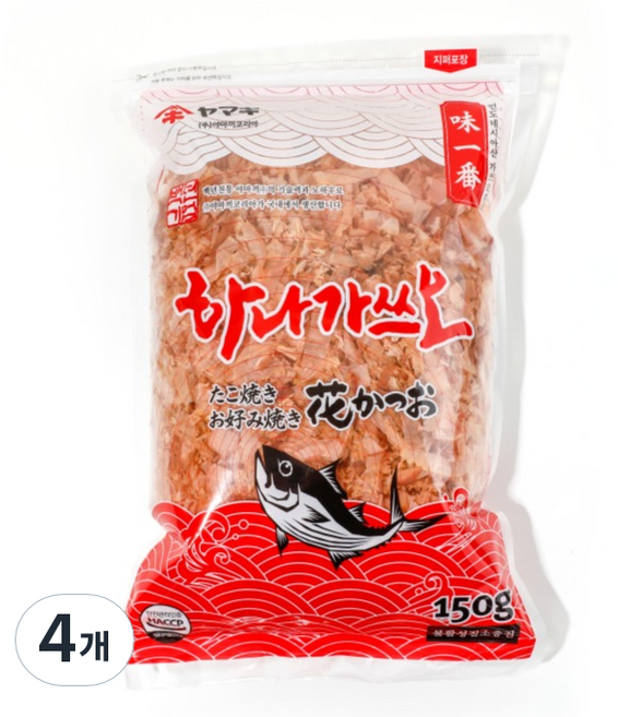 야마끼 하나 가쓰오부시 토핑용 앤 육수용, 150g, 4개