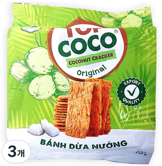 탑코코 코코넛 크래커 오리지널, 150g, 3개