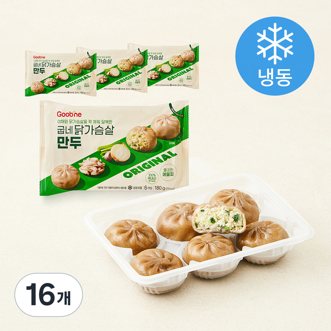 굽네 닭가슴살 만두(냉동), 180g, 16개