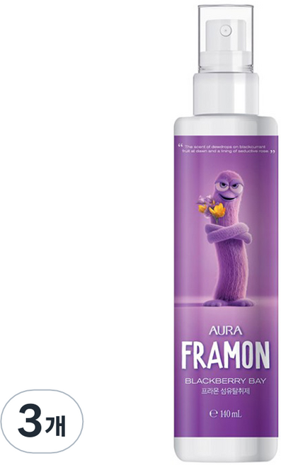 아우라 프라몬 섬유탈취제 블랙베리베이, 140ml, 3개