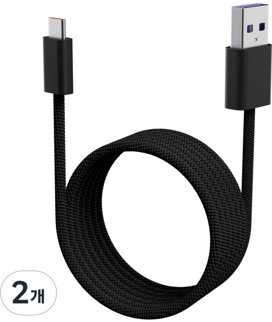 Other Us 彈力蛇管磁吸防纏繞高速充電線 A to C型 60W, 2個, 黑色, 130cm
