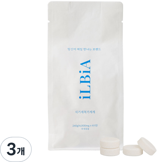 일비아 올인원 식기세척기 세제 타블릿, 240g, 3개