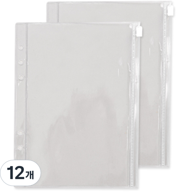 모노라이크 A5 6공 다이어리 지퍼백, 투명, 12개