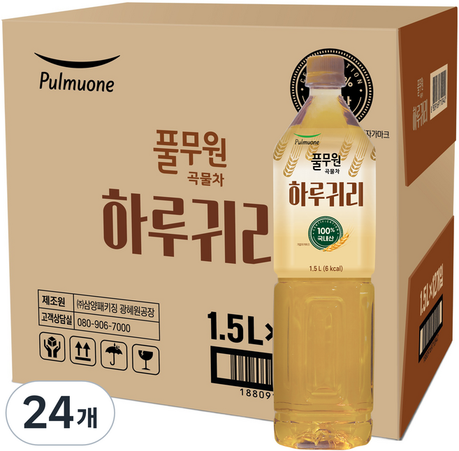 풀무원샘물 하루귀리 곡물차, 1.5L, 24개