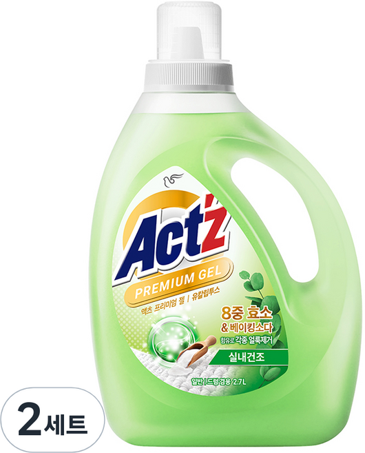액츠 프리미엄 젤 유칼립투스 액상세제 본품, 2.7L, 2세트