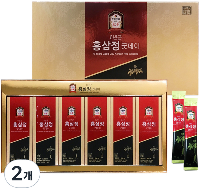 6년근 굿데이 홍삼정 60p, 2개, 1.2L