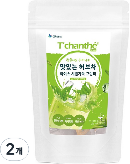 티샹떼 맛있는 허브차 아이스 시원가득 그린티, 1.5g, 2개, 20개입