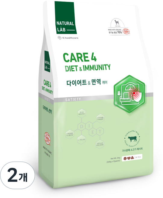 네츄럴랩 강아지 케어 유기농 기능성 사료, 다이어트(체중감소), 6kg, 2개