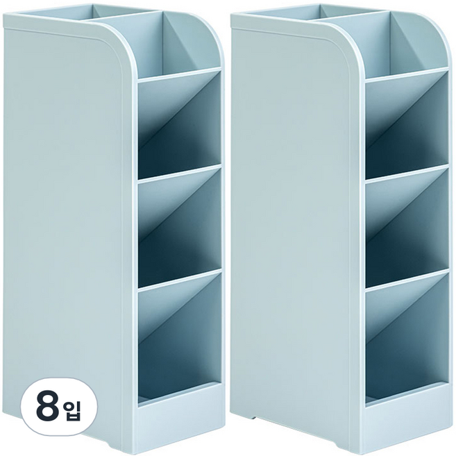 델리 데스크 오거나이저 5칸 분리 사선꽂이 정리함 8938-0, 밀크블루, 8입