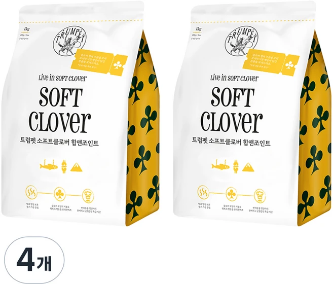 트럼펫 생후 3개월령 이후 강아지 소프트클로버 힙앤조인트 사료, 오리+황태, 1kg, 4개 - 쿠팡