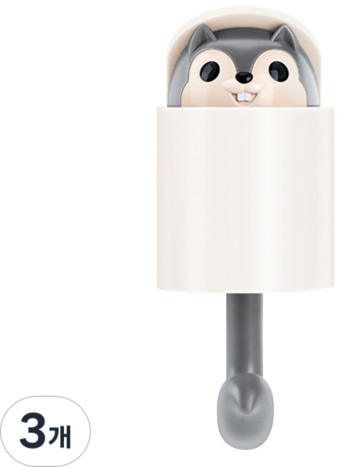 히키스 현관 주방 욕실 무타공 강력접착 인테리어 다람쥐 행거, 그레이, 3개