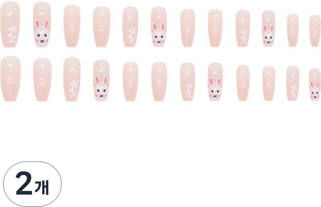 비투윈 나약성 예쁜 네일팁, 2개, R694 큐티화이트토끼