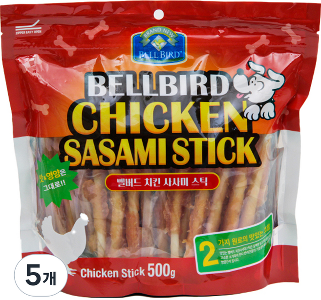 벨버드 강아지 사사미 스틱, 치킨, 500g, 5개