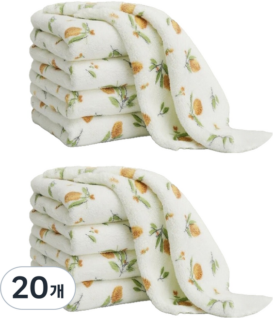 올키친 초극세사 강력 물흡수 요술행주 화이트 플라워, 20개