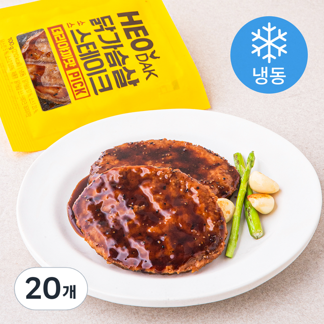 허닭 PICK 닭가슴살 소스 스테이크 데리야끼맛 (냉동), 100g, 1개입, 20개