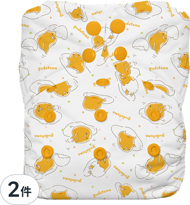 THiRSTiES AIO有機棉壓扣一體式布尿布 SANRIO聯名款 0~36個月, Gude ama 蛋黃哥, 2件