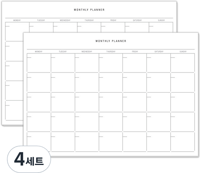 데얼스 A5 먼슬리 스케줄러 20매 x 2p, 혼합색상, 4세트