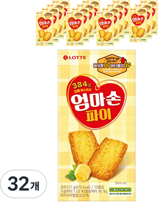 롯데웰푸드 엄마손파이, 127g, 32개