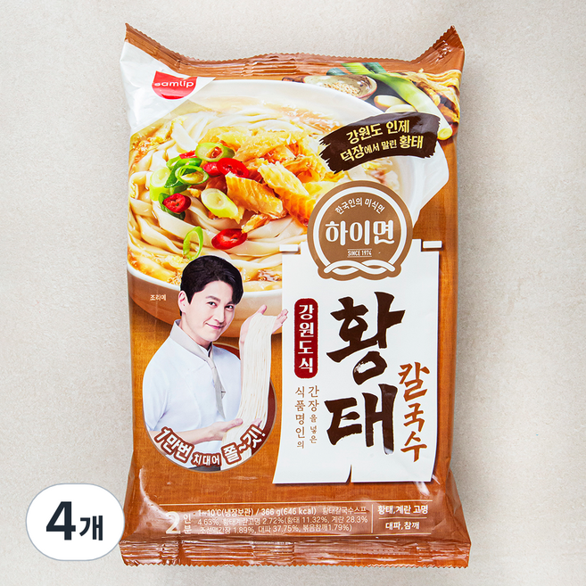 삼립 하이면 강원도식 황태 칼국수 2인분, 366g, 4개