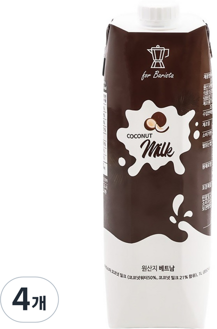 Delight Garden Barista 椰奶, 4個, 1L