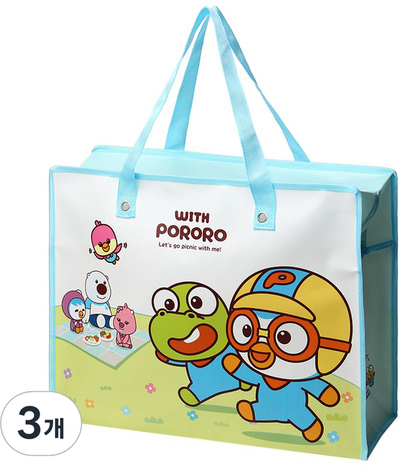 POPO FANCY 與Pororo 你最愛的防水帆布袋, 薄荷綠, 3個