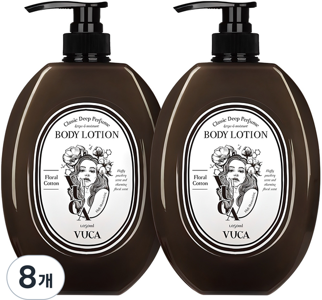 뷰카 클래식 딥 퍼퓸 모이스처 바디로션 플로럴코튼향, 1.05L, 8개