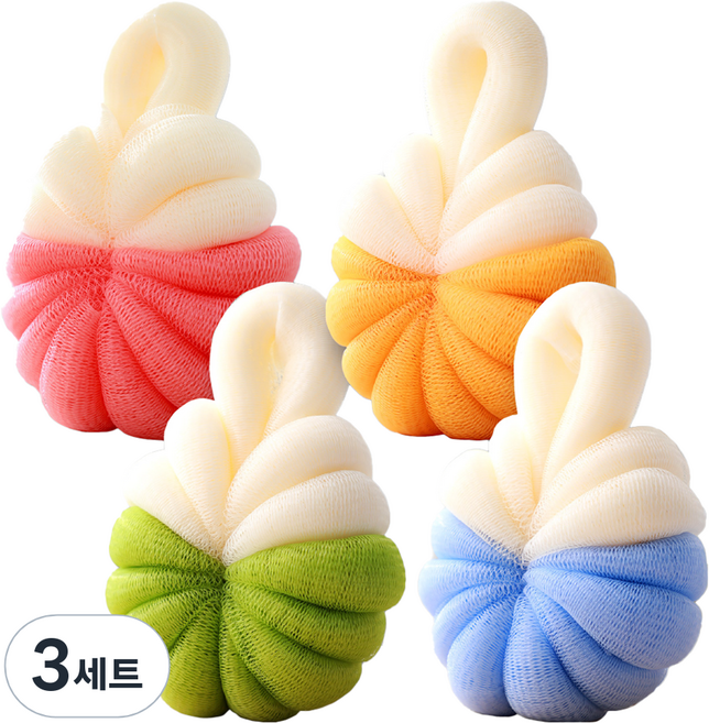 리브모어 저자극 투톤 버블 클린 소프트 샤워볼 세트, 혼합색상, 4개입, 3세트
