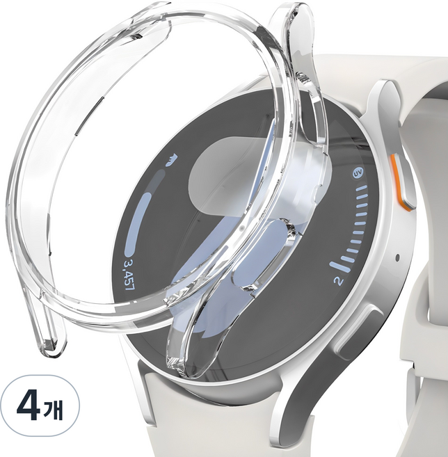 신지모루 풀커버 일체형 하드커버 스마트워치 케이스, 크리스탈 클리어, 4개