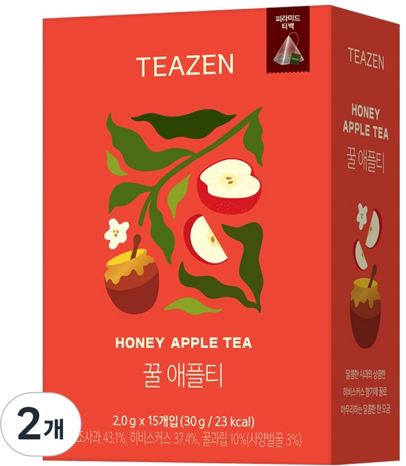 티젠 꿀 애플티 삼각티백, 2g, 15개입, 2개