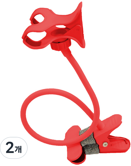 편스토어 집게형 스마트폰 자바라 거치대 97mm, 레드, 2개