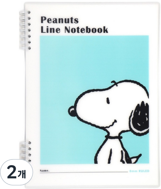 스누피 뒷면 쓰기 편한 PP노트, 2개, 민트