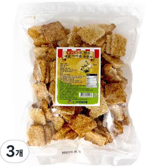 韓國米製造 古早味鍋巴, 1kg, 3個