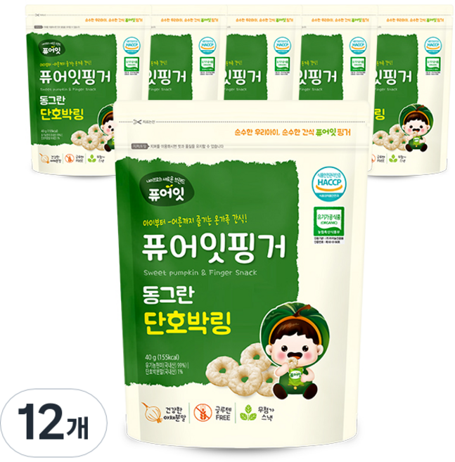 퓨어잇 핑거 동그란 야채링, 단호박, 40g, 12개