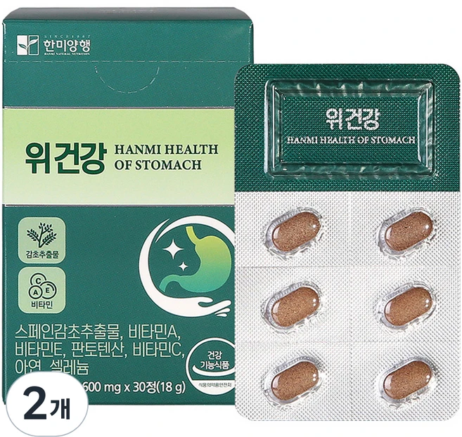 한미양행 위건강 스페인감초추출물 18g, 30정, 2개 - 쿠팡