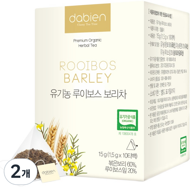 다비앙 유기농 루이보스 보리차, 1.5g, 10개입, 2개