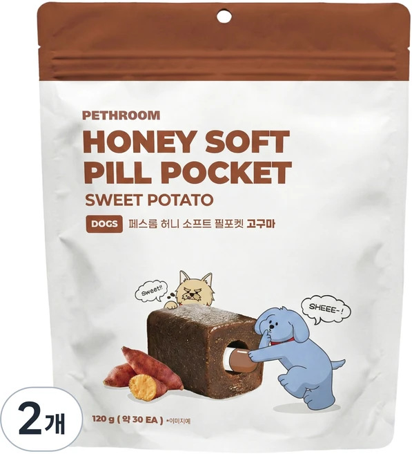 강아지 페스룸 허니 소프트 필포켓 30p, 고구마, 120g, 2개 - 쿠팡