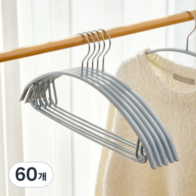 살림의기술 어깨뿔방지 논슬립 스틸 옷걸이, 그레이, 60개 - 쿠팡